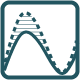A graph icon representing lower energy consumption.